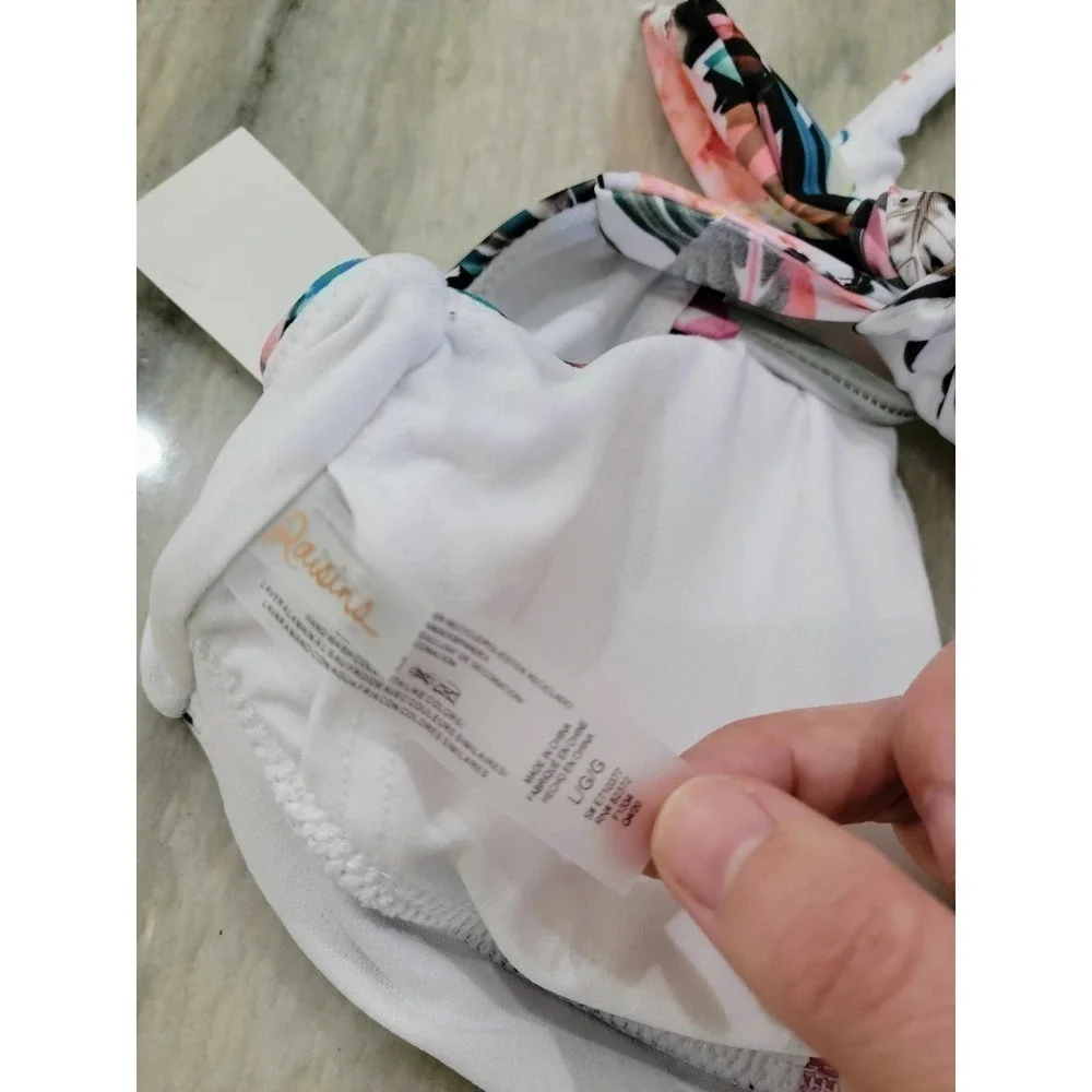 Raisins Haute Bloom Twist Front Bikini Top Large White